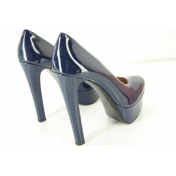 Miu Miu Navy Blue Patent Platform Almond Toe Pumps 140MM - Picture 7 of 11